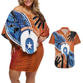 50 Years Of Deadly NAIDOC Week 2026 Couples Matching Off Shoulder Short Dress and Hawaiian Shirt Torres Strait Dhari Aboriginal Art