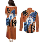 50 Years Of Deadly NAIDOC Week 2026 Couples Matching Puletasi and Long Sleeve Button Shirt Torres Strait Dhari Aboriginal Art