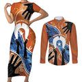 50 Years Of Deadly NAIDOC Week 2026 Couples Matching Short Sleeve Bodycon Dress and Long Sleeve Button Shirt Torres Strait Dhari Aboriginal Art