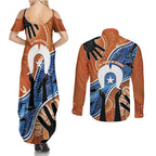 50 Years Of Deadly NAIDOC Week 2026 Couples Matching Summer Maxi Dress and Long Sleeve Button Shirt Torres Strait Dhari Aboriginal Art