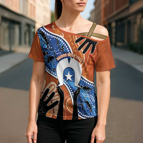50 Years Of Deadly NAIDOC Week 2026 Cross Shoulder Shirt Torres Strait Dhari Aboriginal Art