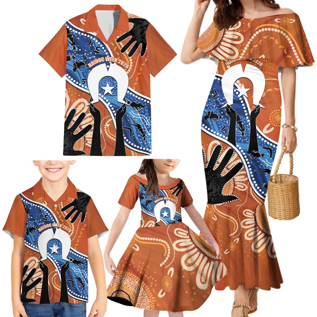 50 Years Of Deadly NAIDOC Week 2026 Family Matching Mermaid Dress and Hawaiian Shirt Torres Strait Dhari Aboriginal Art