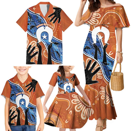 50 Years Of Deadly NAIDOC Week 2026 Family Matching Mermaid Dress and Hawaiian Shirt Torres Strait Dhari Aboriginal Art