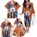 50 Years Of Deadly NAIDOC Week 2026 Family Matching Off The Shoulder Long Sleeve Dress and Hawaiian Shirt Torres Strait Dhari Aboriginal Art