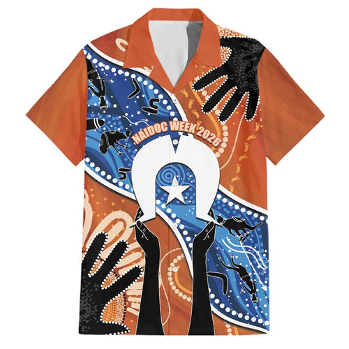50 Years Of Deadly NAIDOC Week 2026 Family Matching Off The Shoulder Long Sleeve Dress and Hawaiian Shirt Torres Strait Dhari Aboriginal Art