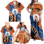 50 Years Of Deadly NAIDOC Week 2026 Family Matching Off Shoulder Maxi Dress and Hawaiian Shirt Torres Strait Dhari Aboriginal Art