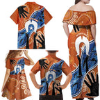 50 Years Of Deadly NAIDOC Week 2026 Family Matching Off Shoulder Maxi Dress and Hawaiian Shirt Torres Strait Dhari Aboriginal Art