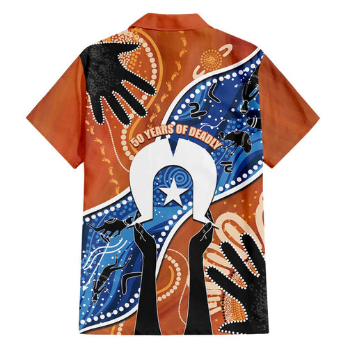 50 Years Of Deadly NAIDOC Week 2026 Family Matching Short Sleeve Bodycon Dress and Hawaiian Shirt Torres Strait Dhari Aboriginal Art