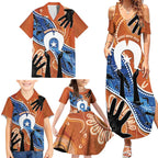 50 Years Of Deadly NAIDOC Week 2026 Family Matching Summer Maxi Dress and Hawaiian Shirt Torres Strait Dhari Aboriginal Art