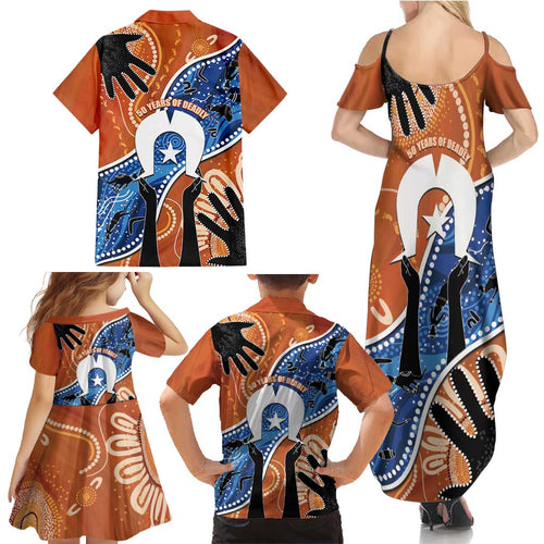 50 Years Of Deadly NAIDOC Week 2026 Family Matching Summer Maxi Dress and Hawaiian Shirt Torres Strait Dhari Aboriginal Art
