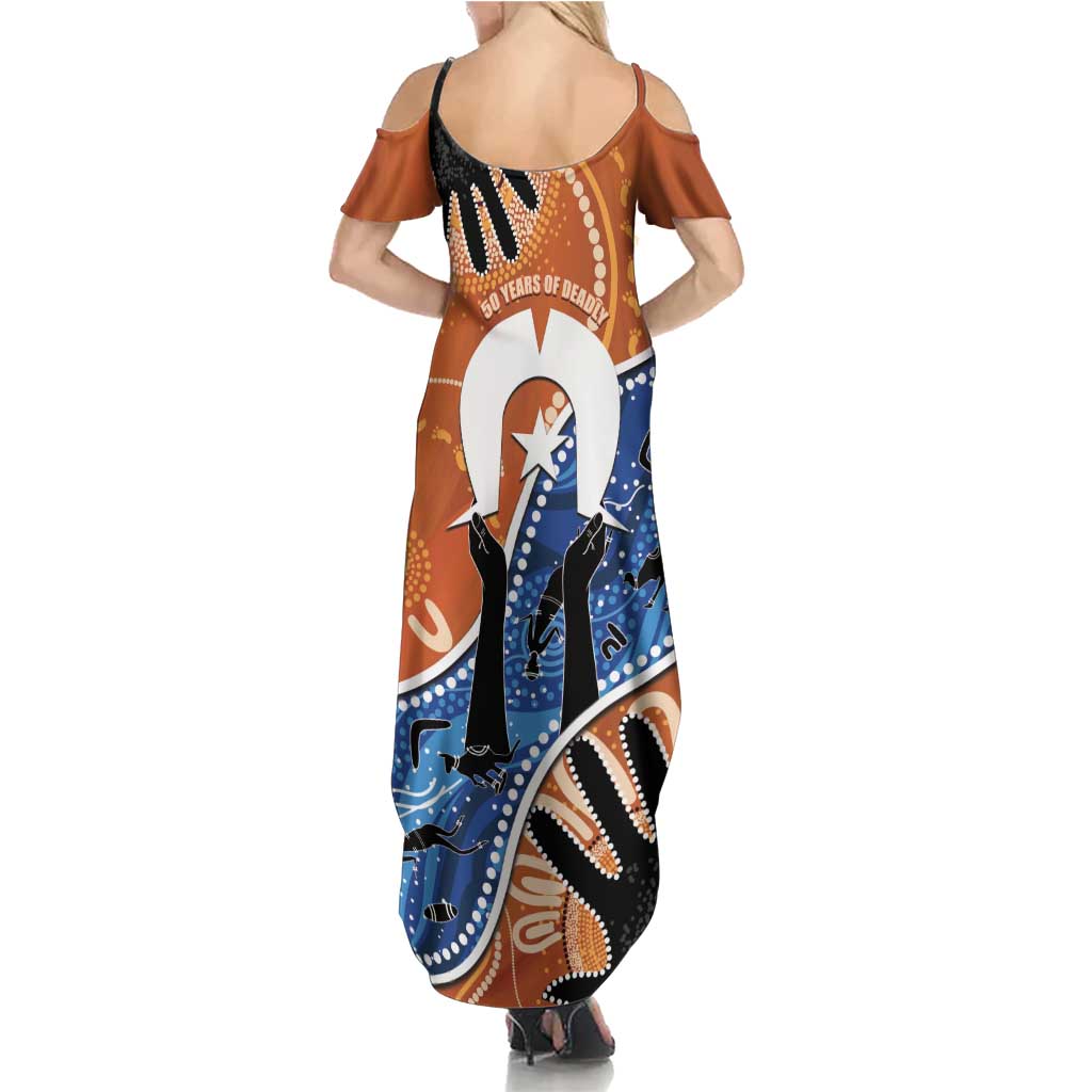 50 Years Of Deadly NAIDOC Week 2026 Family Matching Summer Maxi Dress and Hawaiian Shirt Torres Strait Dhari Aboriginal Art