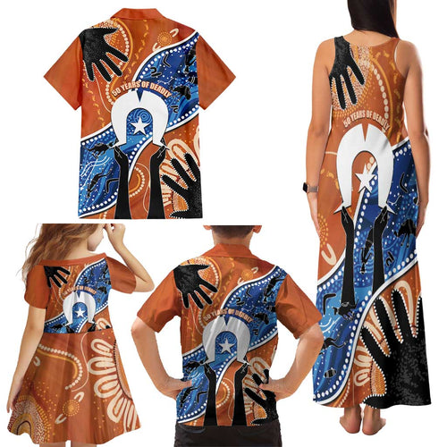 50 Years Of Deadly NAIDOC Week 2026 Family Matching Tank Maxi Dress and Hawaiian Shirt Torres Strait Dhari Aboriginal Art