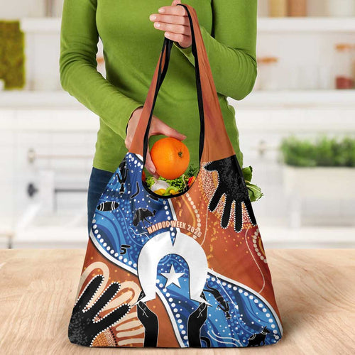 50 Years Of Deadly NAIDOC Week 2026 Grocery Bag Torres Strait Dhari Aboriginal Art