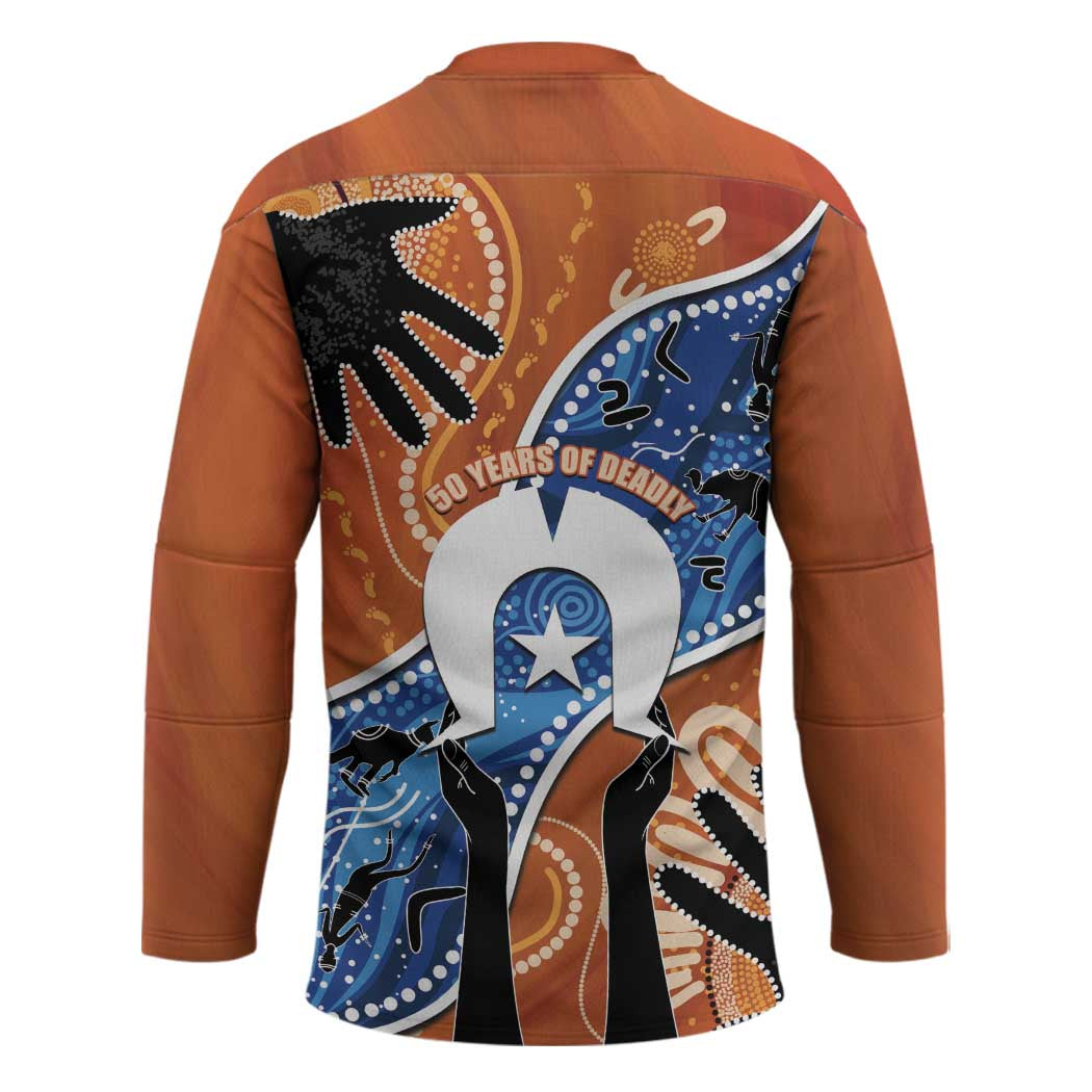 50 Years Of Deadly NAIDOC Week 2026 Hockey Jersey Torres Strait Dhari Aboriginal Art