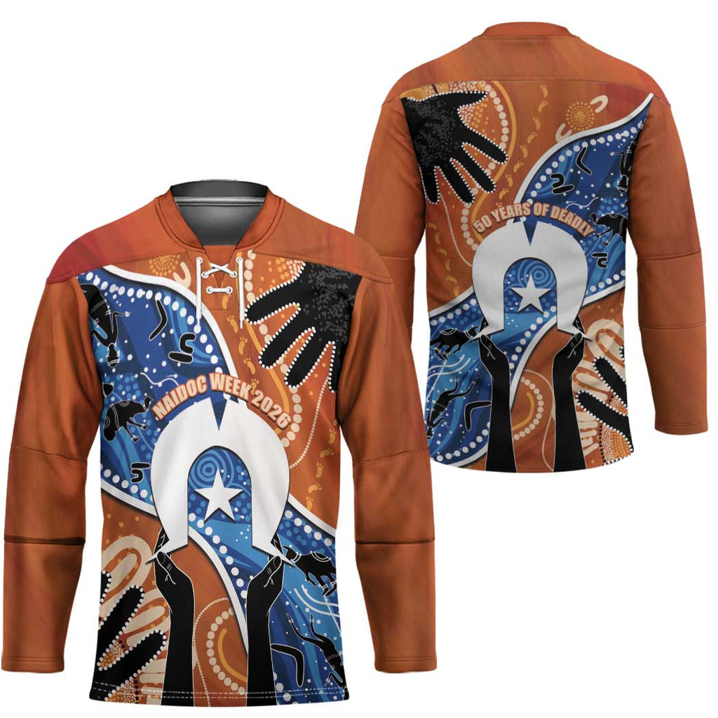 50 Years Of Deadly NAIDOC Week 2026 Hockey Jersey Torres Strait Dhari Aboriginal Art
