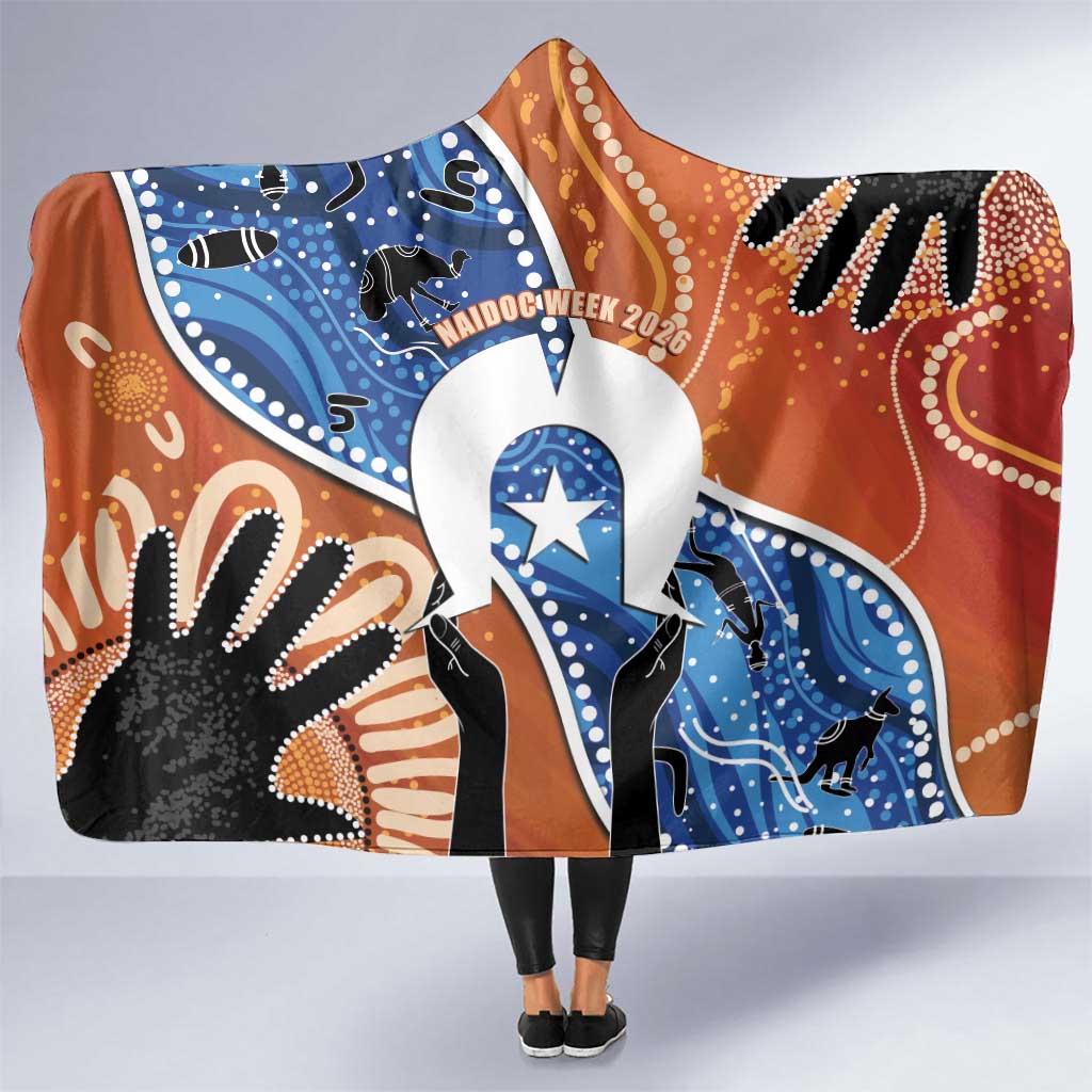 50 Years Of Deadly NAIDOC Week 2026 Hooded Blanket Torres Strait Dhari Aboriginal Art
