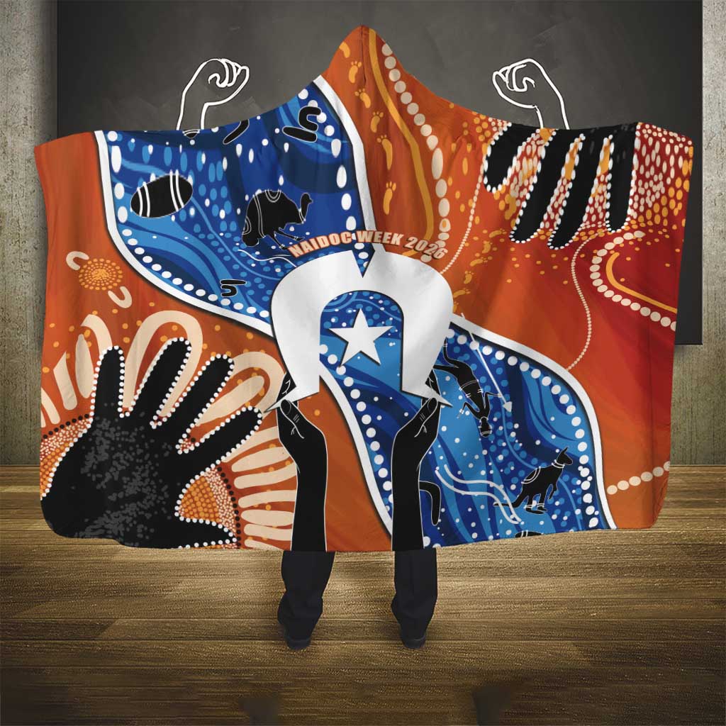 50 Years Of Deadly NAIDOC Week 2026 Hooded Blanket Torres Strait Dhari Aboriginal Art