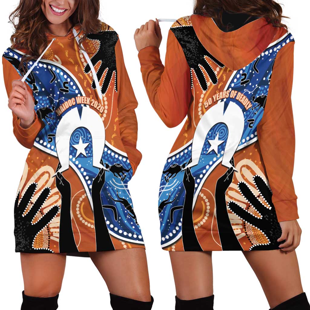 50 Years Of Deadly NAIDOC Week 2026 Hoodie Dress Torres Strait Dhari Aboriginal Art