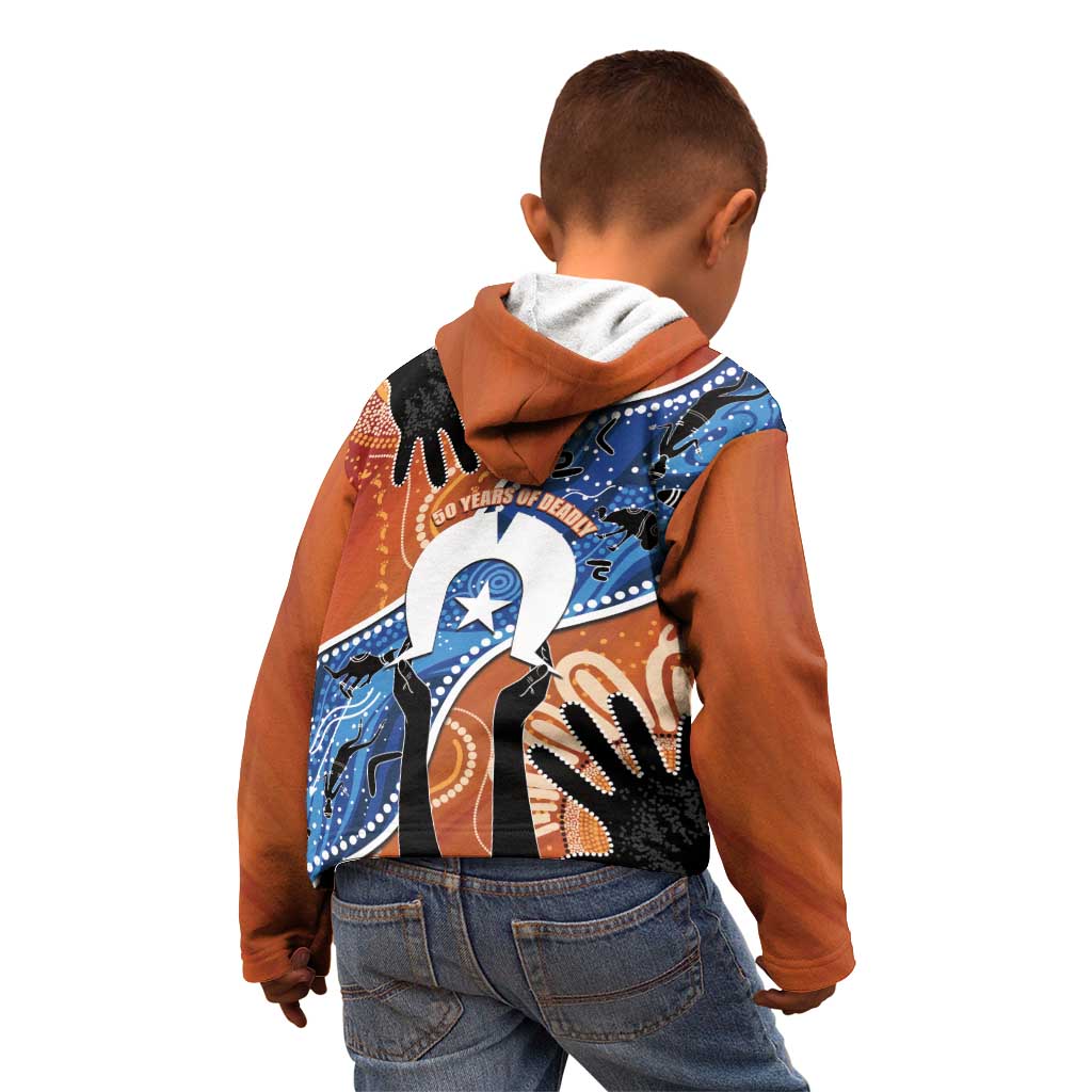 50 Years Of Deadly NAIDOC Week 2026 Kid Hoodie Torres Strait Dhari Aboriginal Art