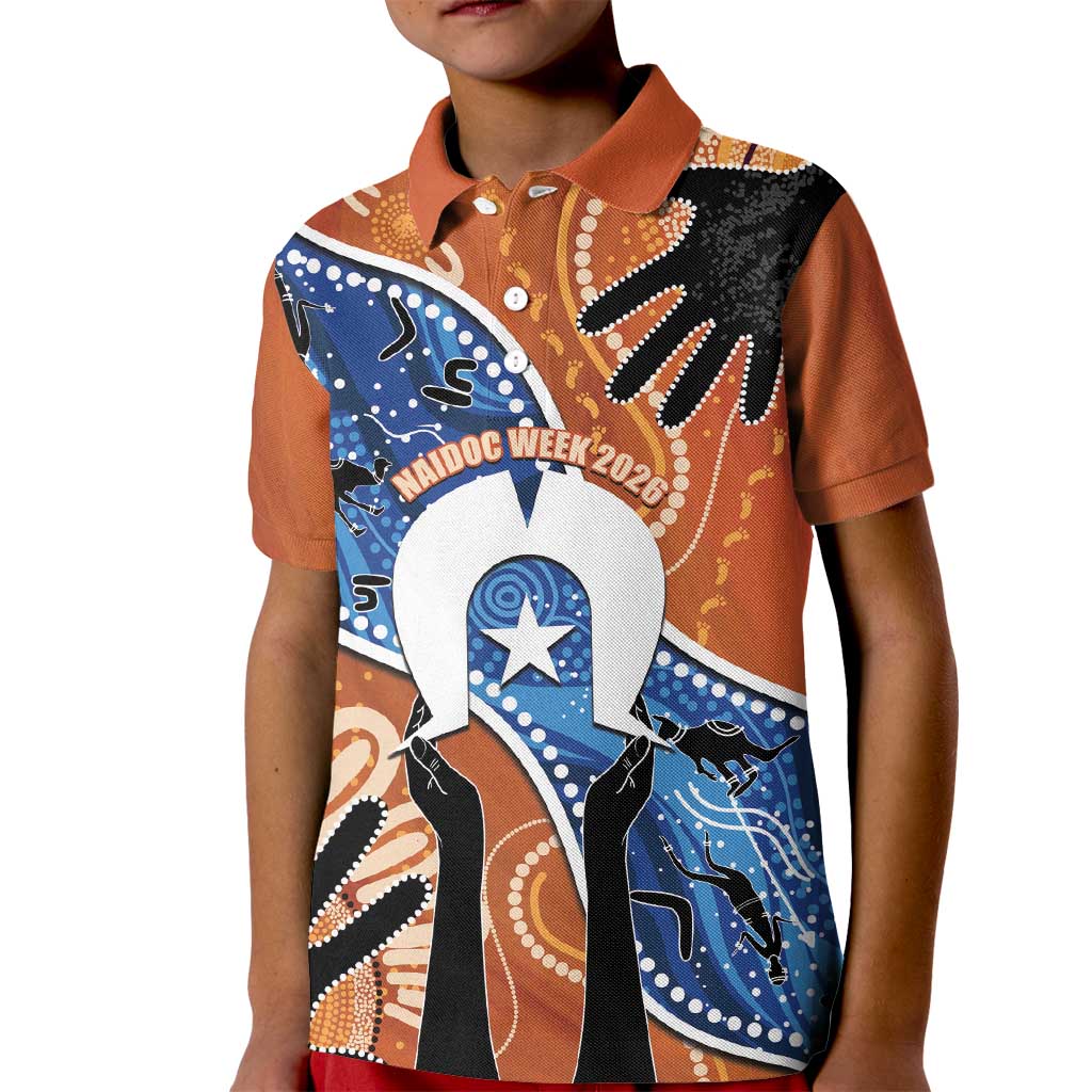 50 Years Of Deadly NAIDOC Week 2026 Kid Polo Shirt Torres Strait Dhari Aboriginal Art