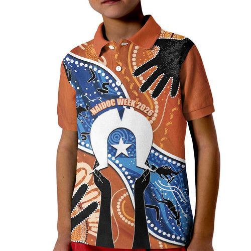 50 Years Of Deadly NAIDOC Week 2026 Kid Polo Shirt Torres Strait Dhari Aboriginal Art