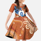 50 Years Of Deadly NAIDOC Week 2026 Kid Short Sleeve Dress Torres Strait Dhari Aboriginal Art