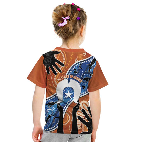 50 Years Of Deadly NAIDOC Week 2026 Kid T Shirt Torres Strait Dhari Aboriginal Art