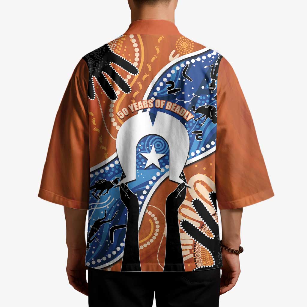 50 Years Of Deadly NAIDOC Week 2026 Kimono Torres Strait Dhari Aboriginal Art