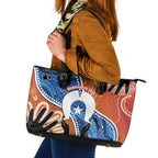 50 Years Of Deadly NAIDOC Week 2026 Leather Tote Bag Torres Strait Dhari Aboriginal Art
