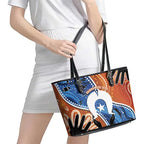 50 Years Of Deadly NAIDOC Week 2026 Leather Tote Bag Torres Strait Dhari Aboriginal Art