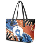 50 Years Of Deadly NAIDOC Week 2026 Leather Tote Bag Torres Strait Dhari Aboriginal Art