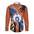 50 Years Of Deadly NAIDOC Week 2026 Long Sleeve Button Shirt Torres Strait Dhari Aboriginal Art