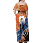 50 Years Of Deadly NAIDOC Week 2026 Off Shoulder Maxi Dress Torres Strait Dhari Aboriginal Art