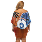 50 Years Of Deadly NAIDOC Week 2026 Off Shoulder Short Dress Torres Strait Dhari Aboriginal Art