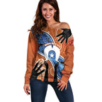 50 Years Of Deadly NAIDOC Week 2026 Off Shoulder Sweater Torres Strait Dhari Aboriginal Art