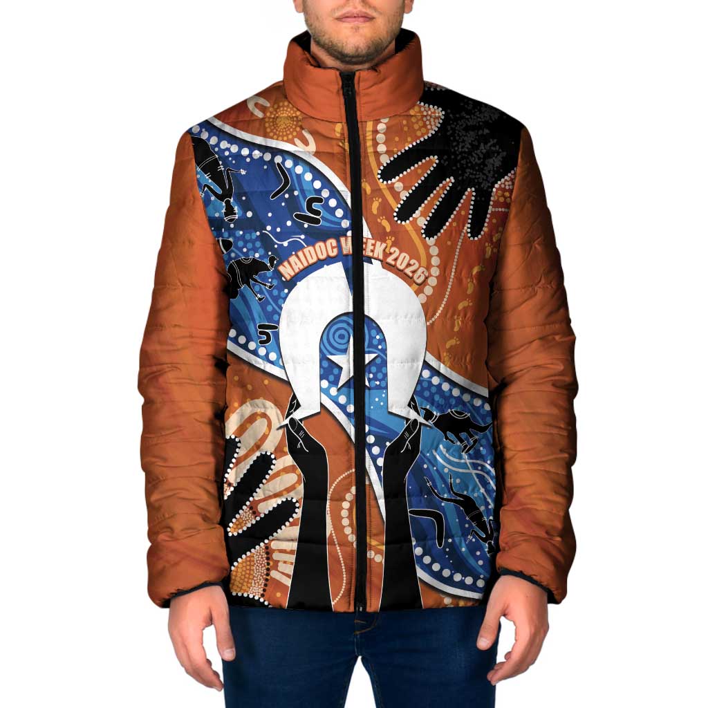 50 Years Of Deadly NAIDOC Week 2026 Padded Jacket Torres Strait Dhari Aboriginal Art