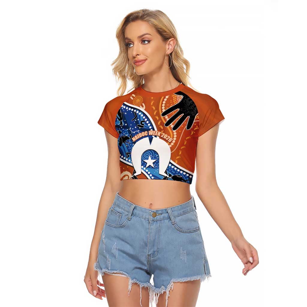 50 Years Of Deadly NAIDOC Week 2026 Raglan Cropped T Shirt Torres Strait Dhari Aboriginal Art