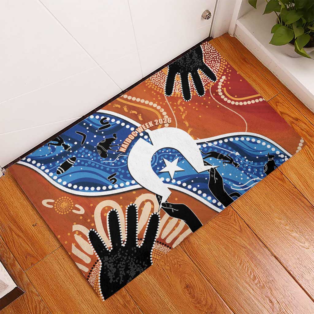 50 Years Of Deadly NAIDOC Week 2026 Rubber Doormat Torres Strait Dhari Aboriginal Art