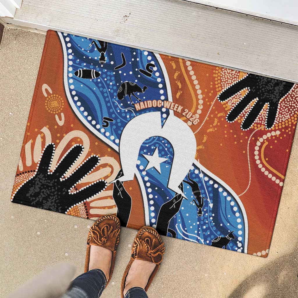 50 Years Of Deadly NAIDOC Week 2026 Rubber Doormat Torres Strait Dhari Aboriginal Art