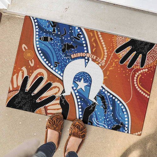 50 Years Of Deadly NAIDOC Week 2026 Rubber Doormat Torres Strait Dhari Aboriginal Art