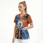 50 Years Of Deadly NAIDOC Week 2026 Scrub Top Torres Strait Dhari Aboriginal Art