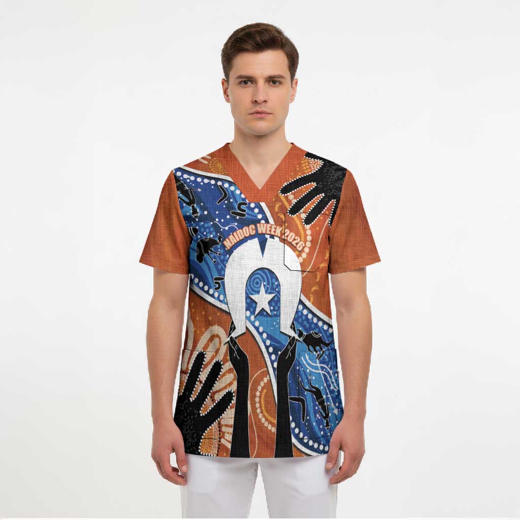 50 Years Of Deadly NAIDOC Week 2026 Scrub Top Torres Strait Dhari Aboriginal Art
