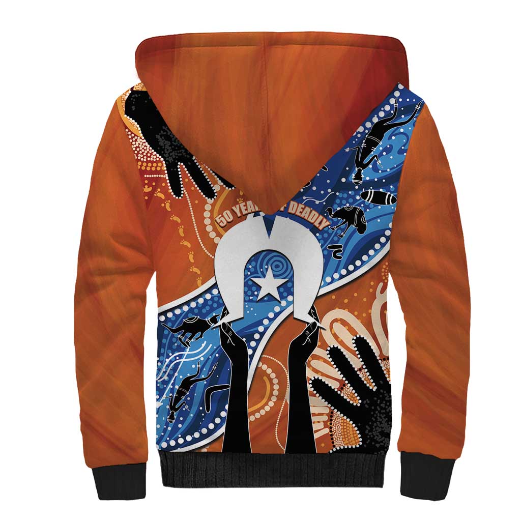50 Years Of Deadly NAIDOC Week 2026 Sherpa Hoodie Torres Strait Dhari Aboriginal Art