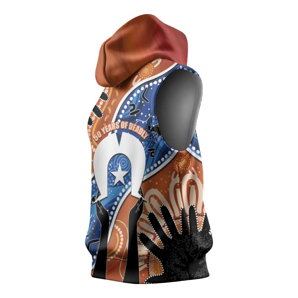 50 Years Of Deadly NAIDOC Week 2026 Sleeveless Hoodie Torres Strait Dhari Aboriginal Art