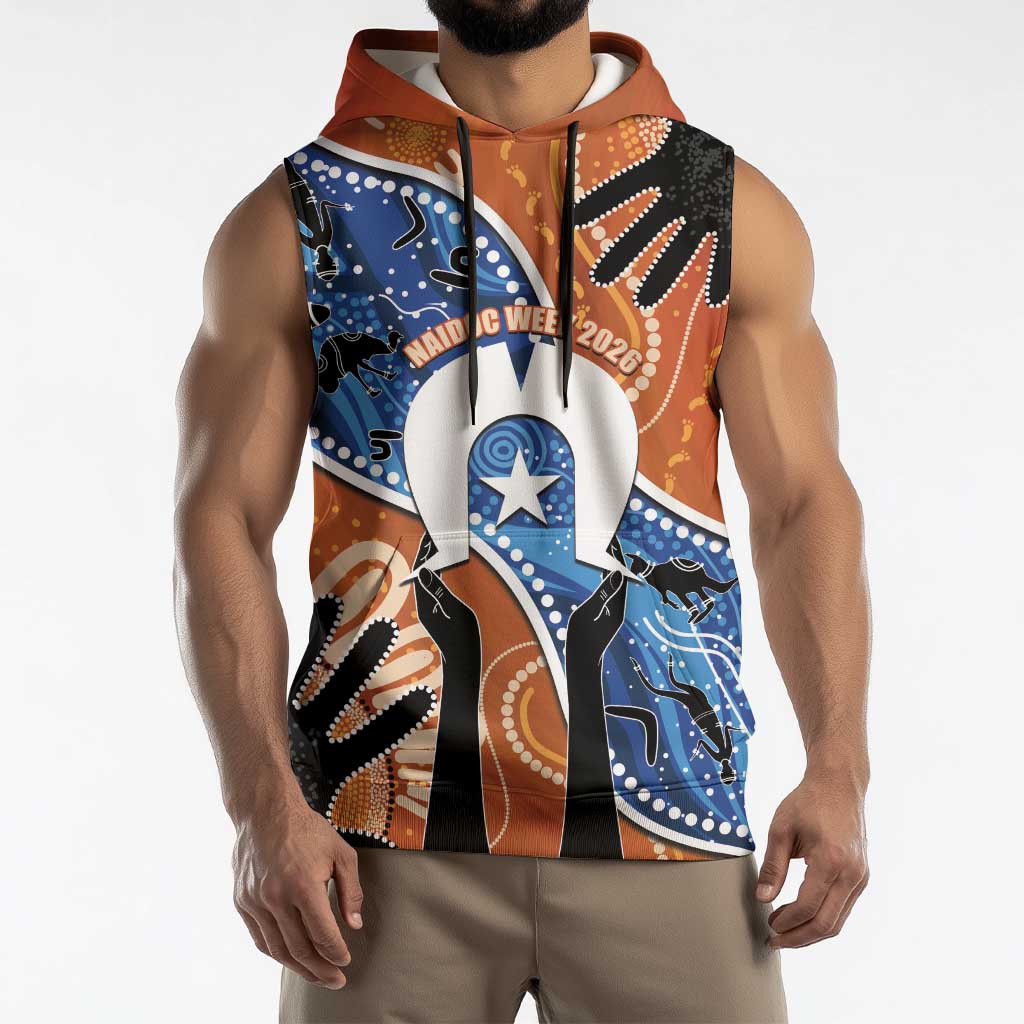 50 Years Of Deadly NAIDOC Week 2026 Sleeveless Hoodie Torres Strait Dhari Aboriginal Art