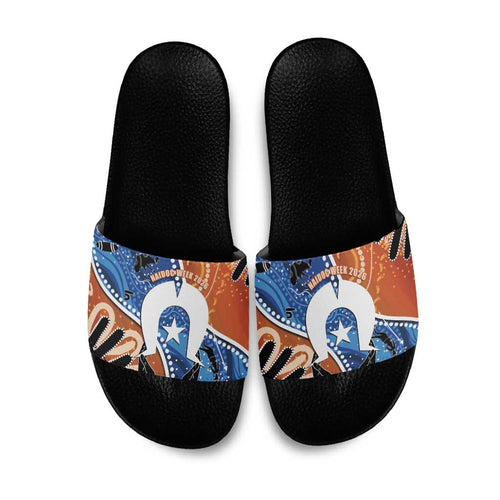 50 Years Of Deadly NAIDOC Week 2026 Slide Sandals Torres Strait Dhari Aboriginal Art