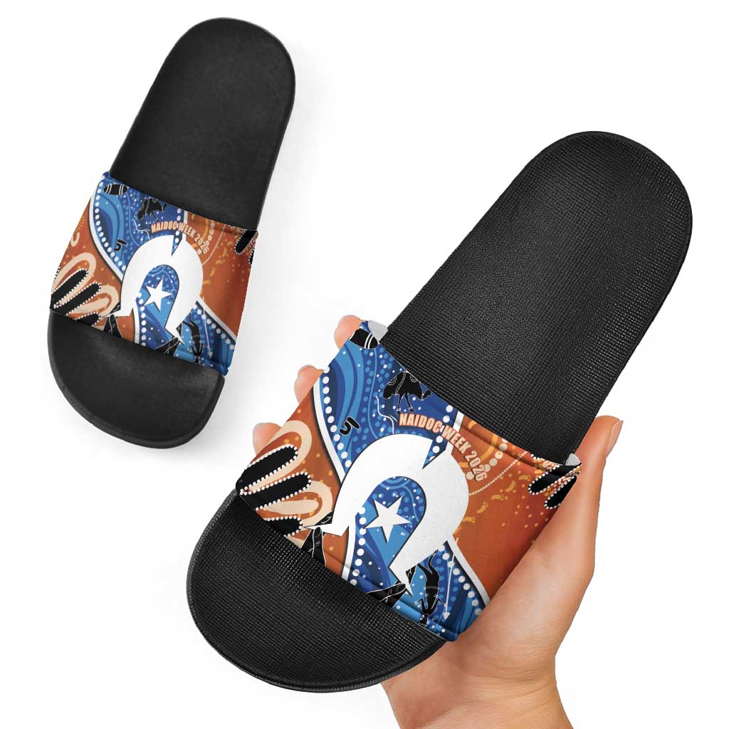 50 Years Of Deadly NAIDOC Week 2026 Slide Sandals Torres Strait Dhari Aboriginal Art