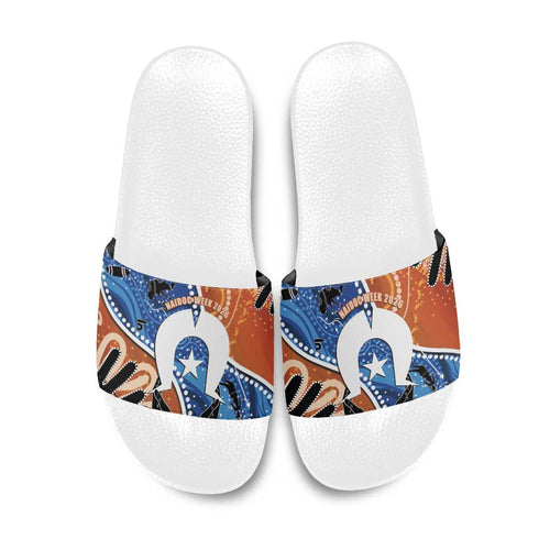 50 Years Of Deadly NAIDOC Week 2026 Slide Sandals Torres Strait Dhari Aboriginal Art