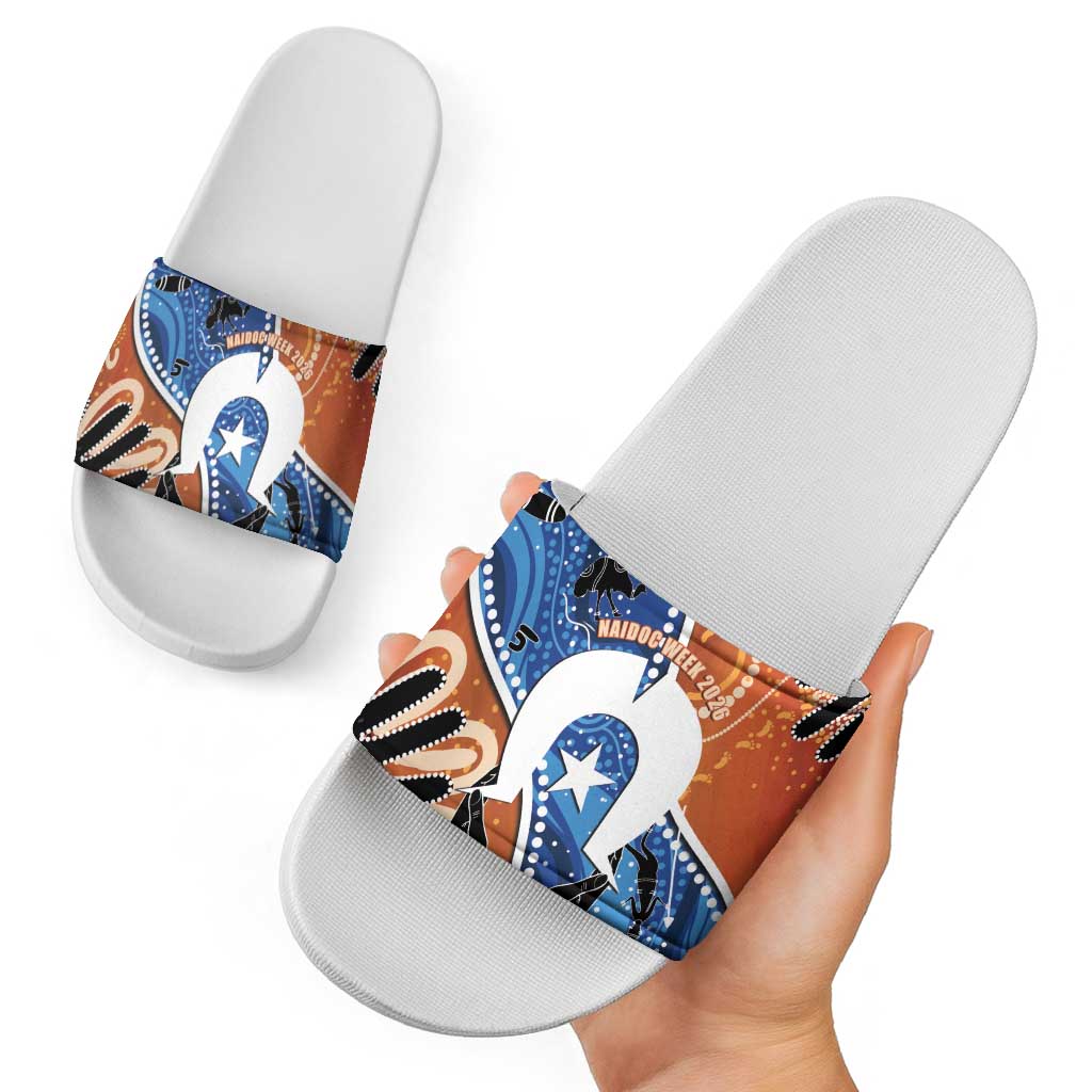50 Years Of Deadly NAIDOC Week 2026 Slide Sandals Torres Strait Dhari Aboriginal Art