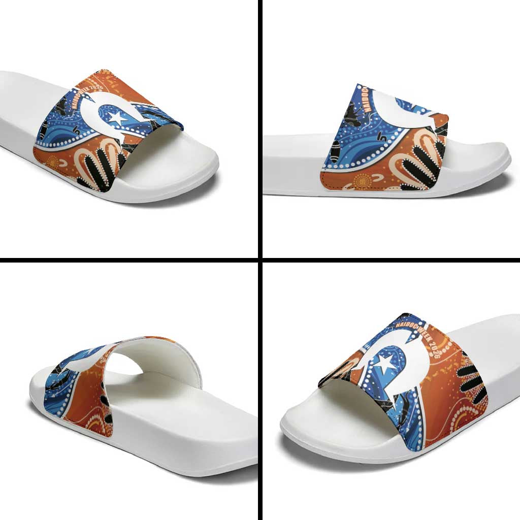 50 Years Of Deadly NAIDOC Week 2026 Slide Sandals Torres Strait Dhari Aboriginal Art